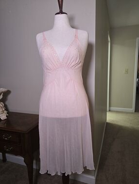 Victorias Secret Silk Sequin Sheer Slip Dress.